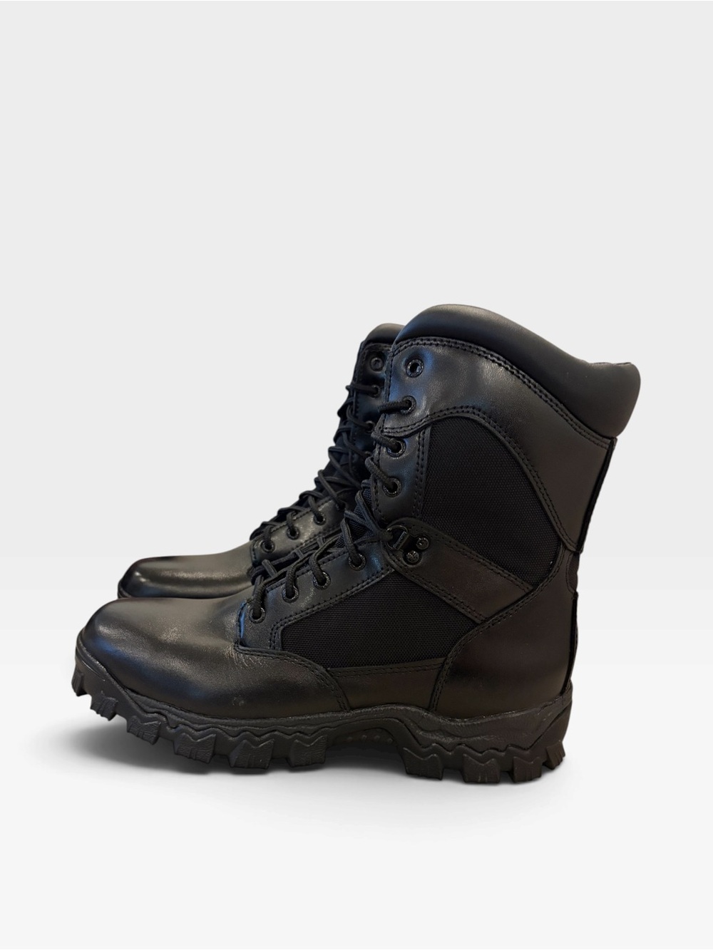 Rocky Black Military-Style Lace-Up Boots